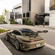 Porsche 911 992 GT3 RS on AL13 C008T forged wheels in Gloss Tesora White finish
