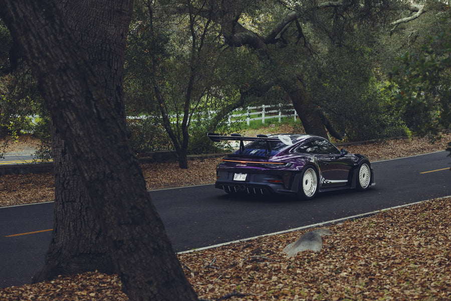 Porsche 911 992 GT3 RS on AL13 C020 forged wheels in Gloss Butter Cream / Polished Gloss finish