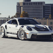 Porsche 911 992 GT3 RS on AL13 C020 forged wheels in Brushed Satin / Brushed Gloss Competition Gold finish