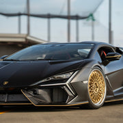 Lamborghini Revuelto on AL13 C025R forged wheels in Satin Race Gold / Polished Gloss finish