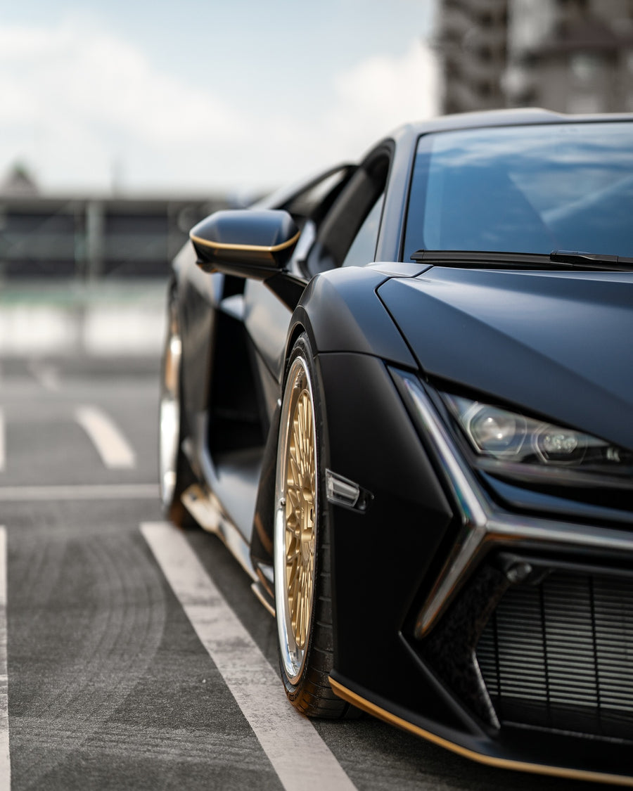 Lamborghini Revuelto on AL13 C025R forged wheels in Satin Race Gold / Polished Gloss finish