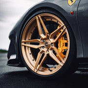 Ferrari 488 Pista on AL13 D005 forged wheels in Brushed Gloss Olympic Gold finish