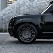 Land Rover Defender on AL13 LUX12 forged wheels in Brushed Satin Shadow Grey finish