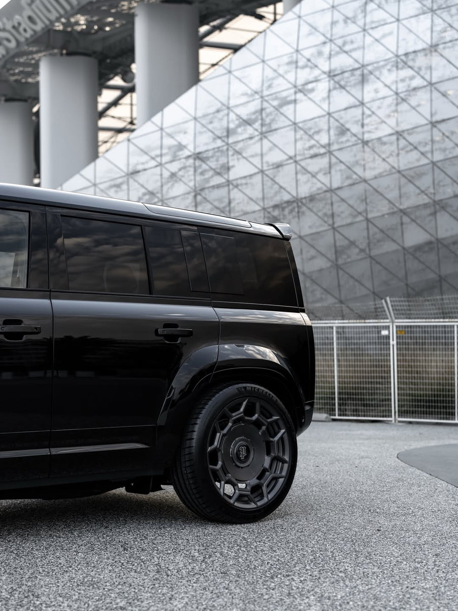 Land Rover Defender on AL13 LUX12 forged wheels in Brushed Satin Shadow Grey finish