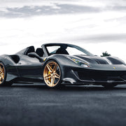 Ferrari 488 Pista on AL13 R50 forged wheels in Brushed Gloss Olympic Gold finish