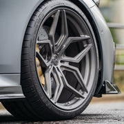 BMW G99 M5 on AL13 R70 forged wheels in Brushed Satin Shadow Grey finish