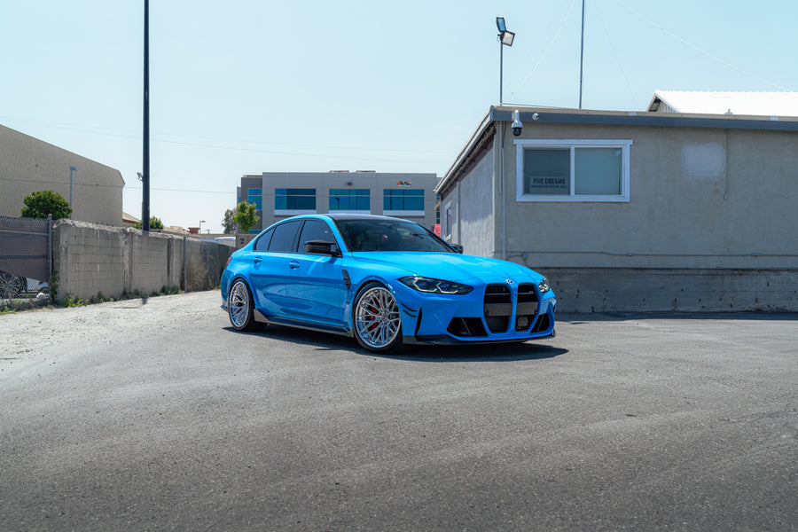 BMW M3 Competition G80 on AL13 R90 forged wheels in Gloss Brushed / Polished Gloss finish