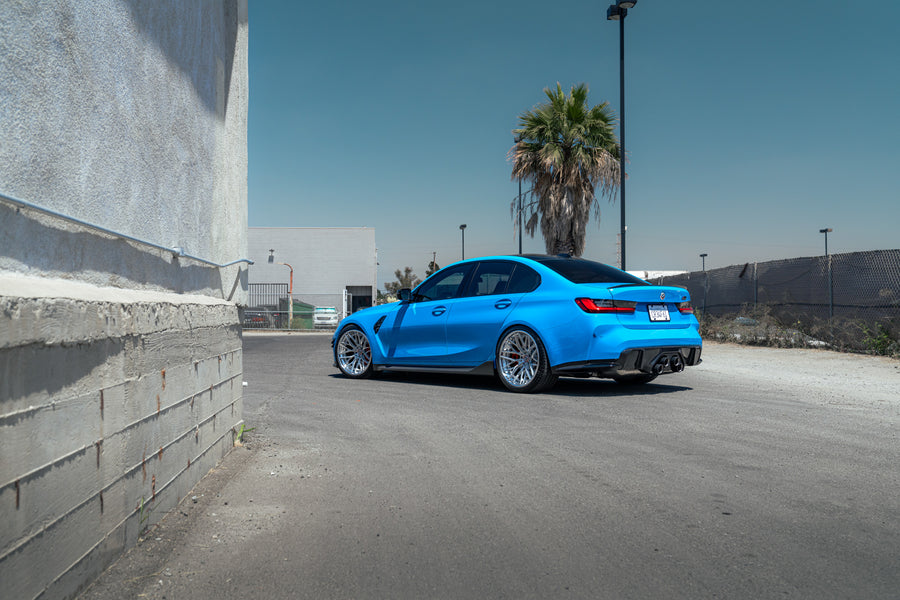BMW M3 Competition G80 on AL13 R90 forged wheels in Gloss Brushed / Polished Gloss finish