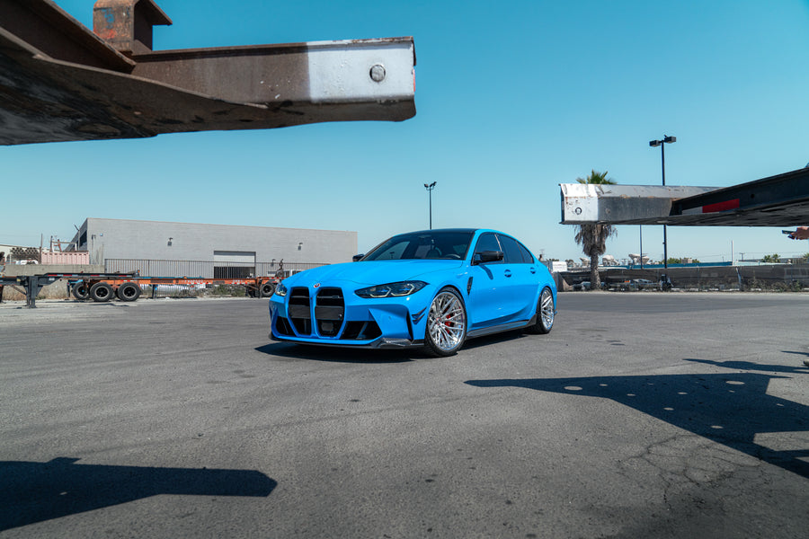 BMW M3 Competition G80 on AL13 R90 forged wheels in Gloss Brushed / Polished Gloss finish
