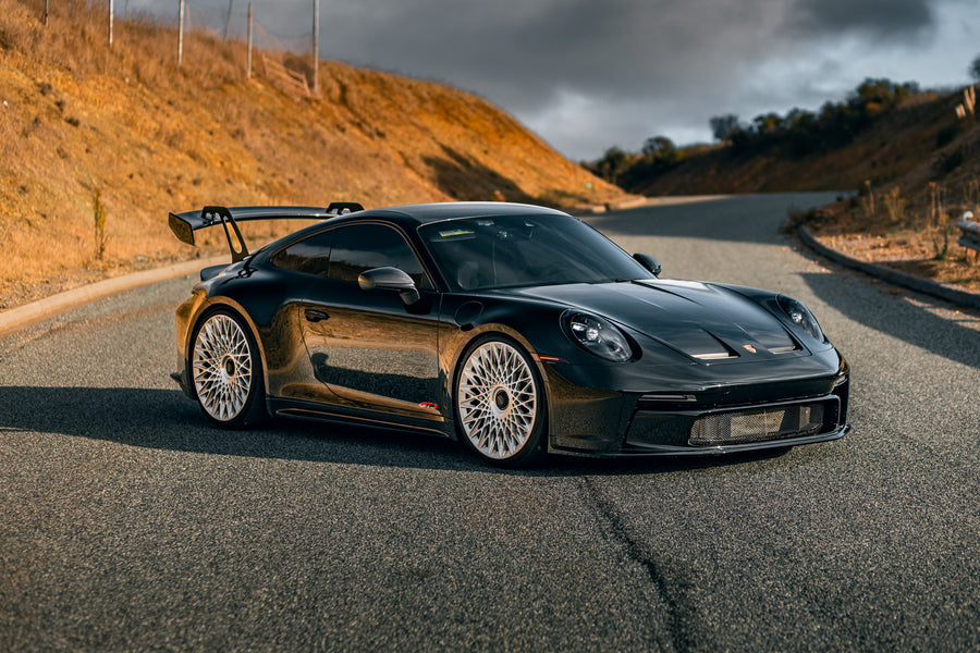 Porsche 911 992 GT3 on AL13 S025 forged wheels in Brushed Gloss finish