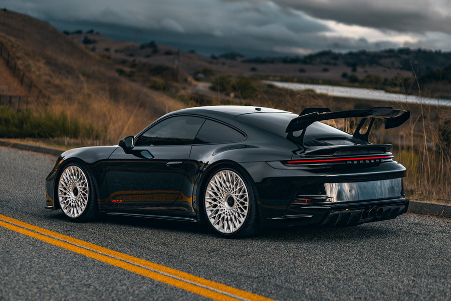 Porsche 911 992 GT3 on AL13 S025 forged wheels in Brushed Gloss finish
