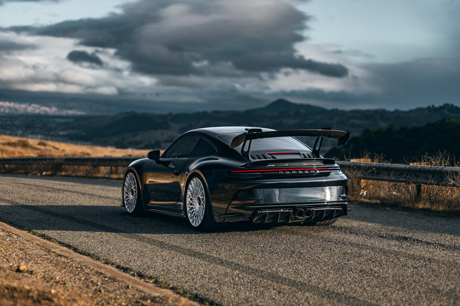 Porsche 911 992 GT3 on AL13 S025 forged wheels in Brushed Gloss finish