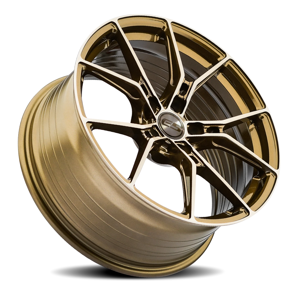 E5 Daytona Bronze Brushed Tint Form Forged Corvette wheel - angled view