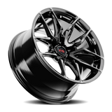 E5 Forged Laguna Gloss Black wheel for C8 Corvette Z06 / E-Ray / ZR1 - angled view