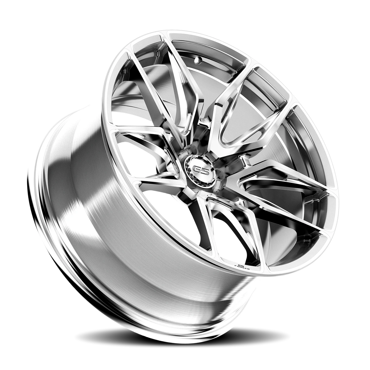 E5 Forged Laguna Polished wheel for C8 Corvette Z06 / E-Ray / ZR1 - angled view