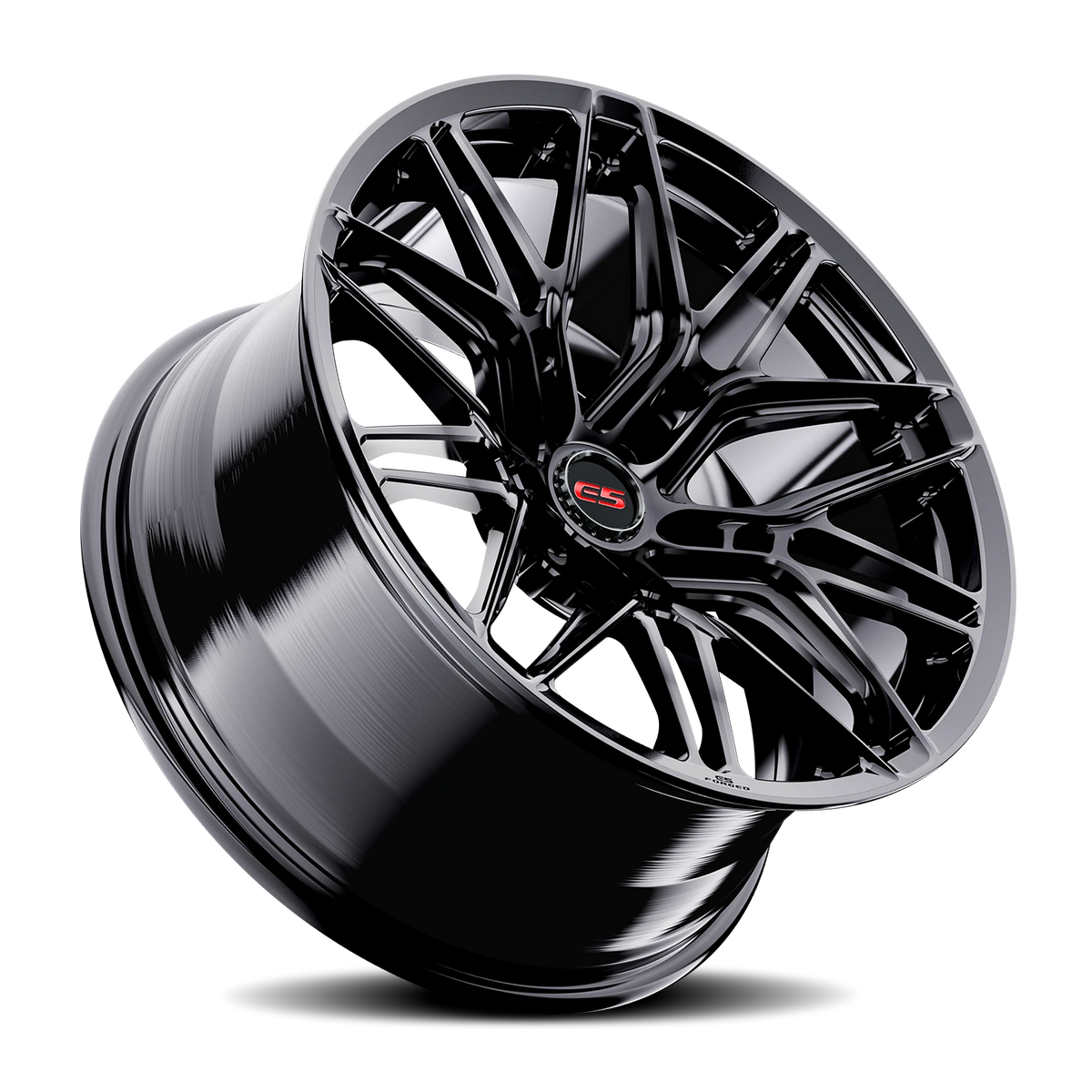 E5 Forged Sonoma Gloss Black wheel for C8 Corvette Z06 / E-Ray / ZR1 - angled view
