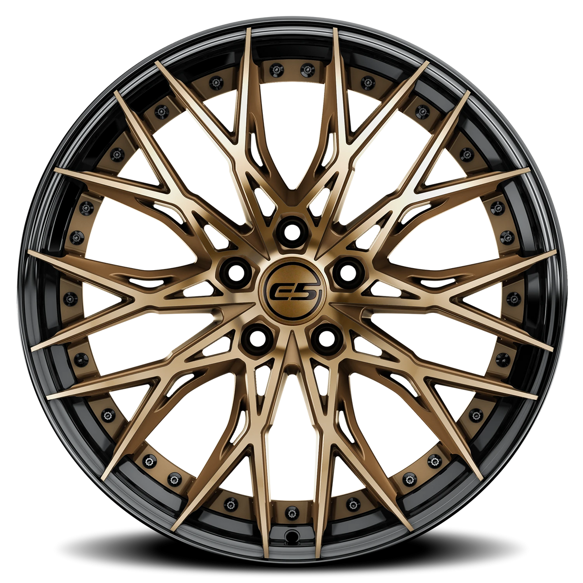E5 Sebring 2P Bronze with Black Lip 20x10 two-piece C8 Corvette wheel - side profile