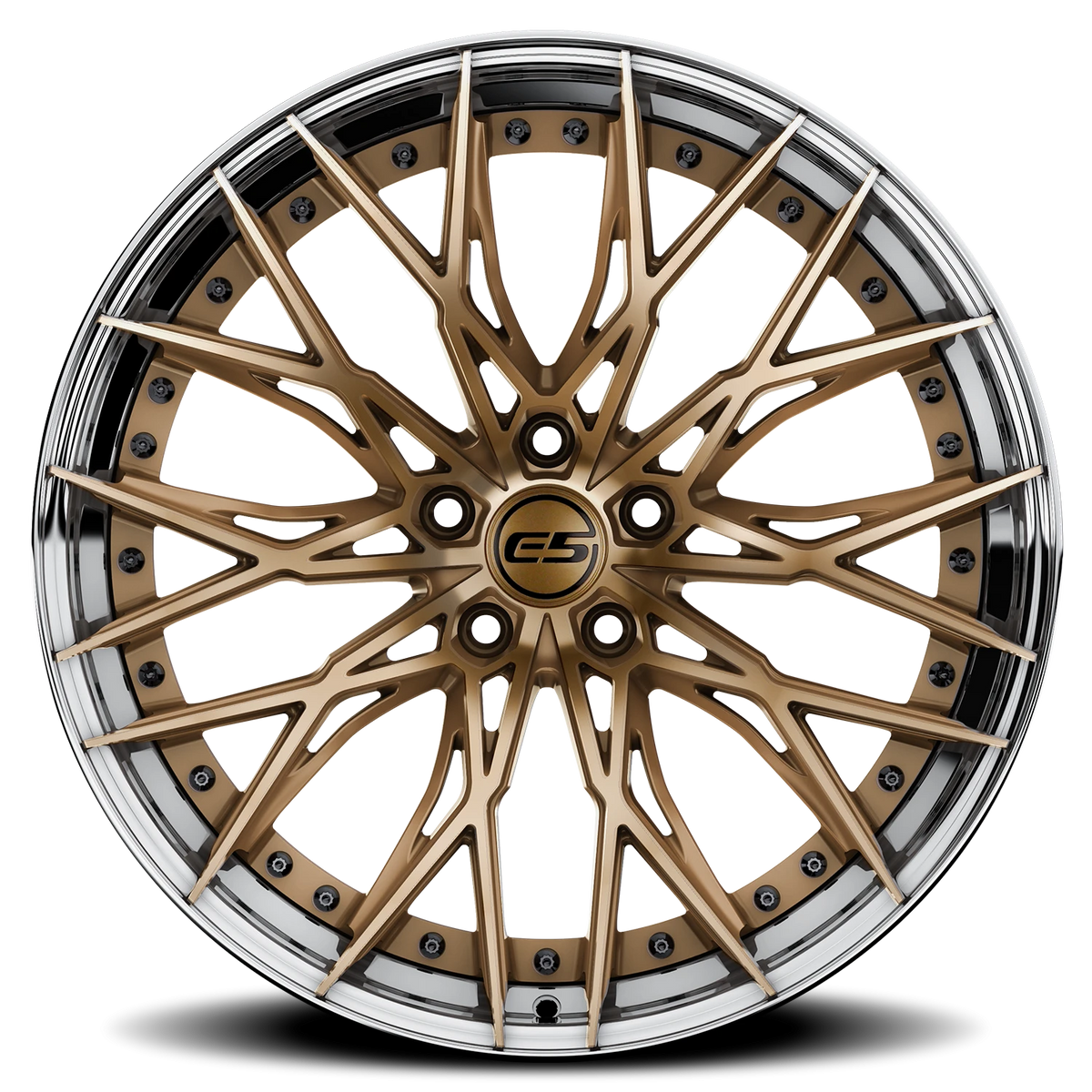 E5 Sebring 2P Bronze with Polished Lip 20x10 two-piece C8 Corvette wheel - side profile
