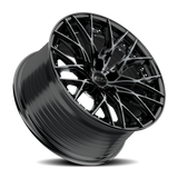 E5 Sebring 2P Gloss Black 20x10 two-piece C8 Corvette wheel - angled view