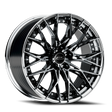 E5 Sebring 2P Gloss Black with Polished Lip two-piece C8 Corvette wheel - face view