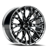 E5 Sebring 2P Gloss Black with Polished Lip two-piece C8 Corvette wheel - face view