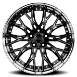 E5 Sebring 2P Gloss Black with Polished Lip two-piece C8 Corvette wheel - side profile