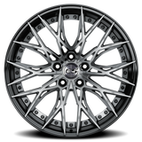E5 Sebring 2P Titanium with Black Lip 20x10 two-piece C8 Corvette wheel - side profile