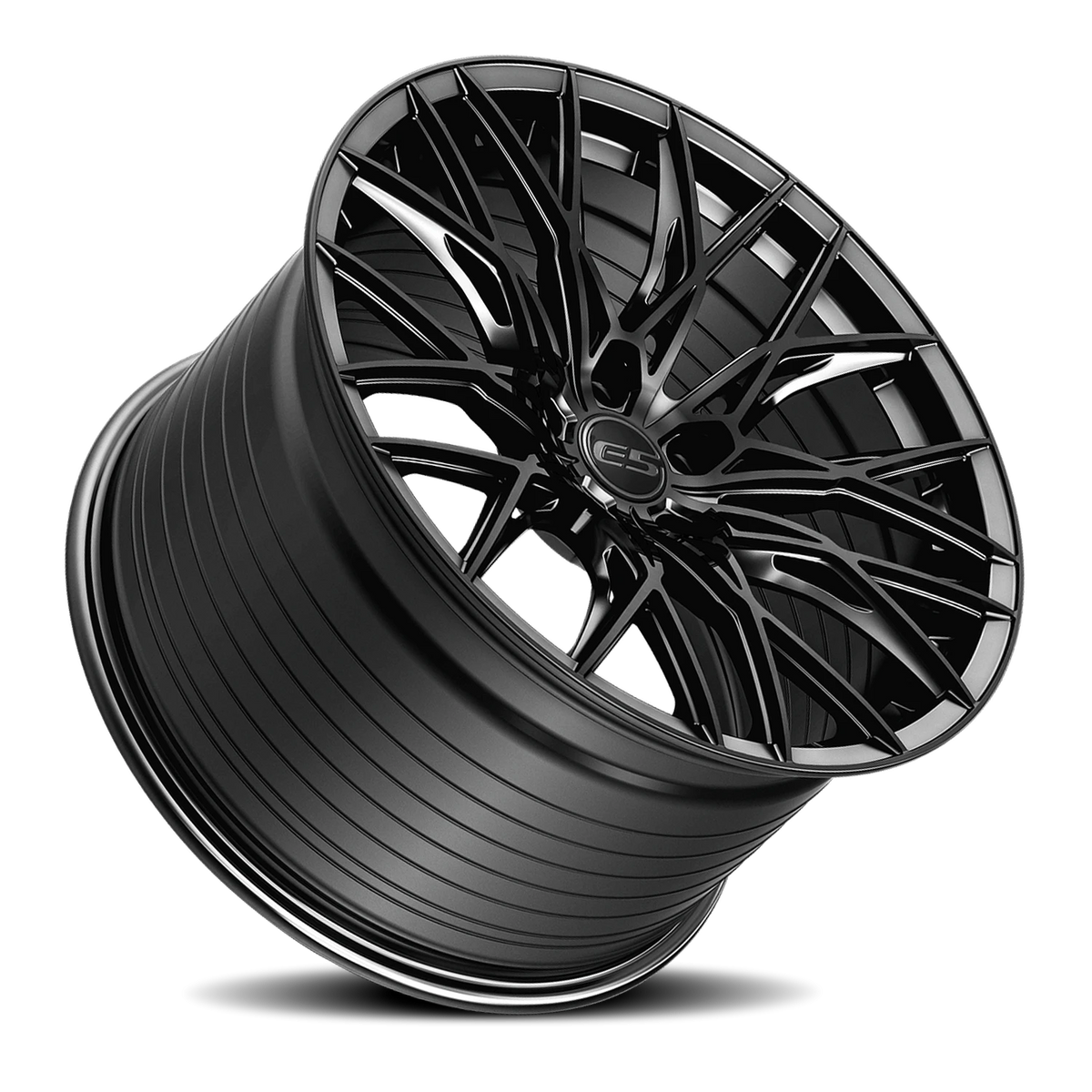 E5 Sebring Gloss Black Form Forged Corvette wheel - angled view