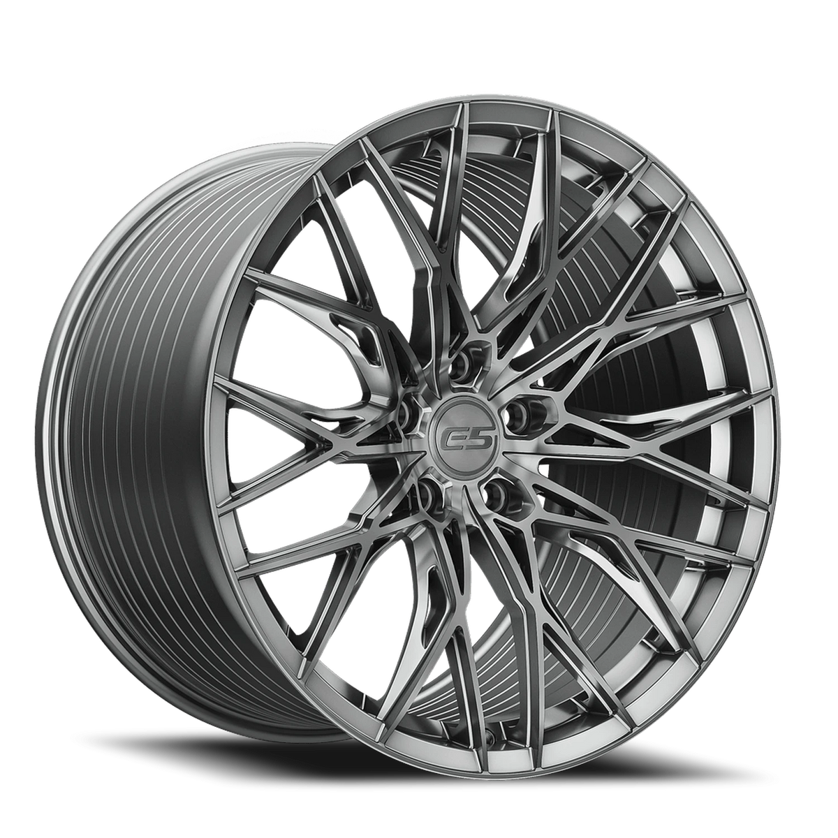 E5 Sebring Titanium Brushed Tint Form Forged Corvette wheel - face view