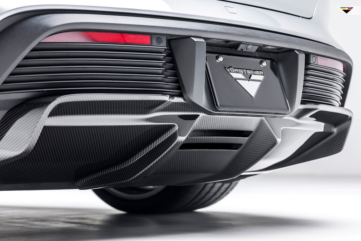 Vorsteiner Aero Rear Diffuser Carbon Fiber PP 2x2 Glossy Fits Porsche Taycan