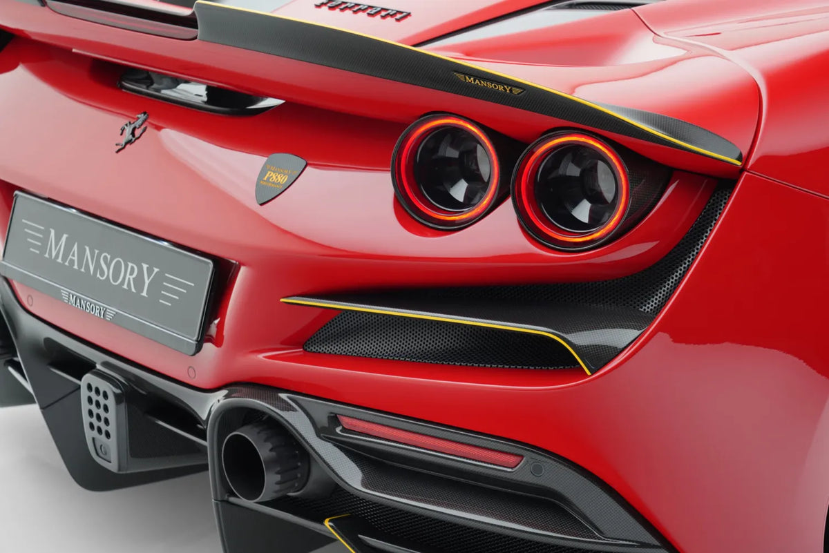 MANSORY Carbon Fiber Rear Bumper Air Outtake Splitters for Ferrari F8 Tributo / Spider (2020-2023)