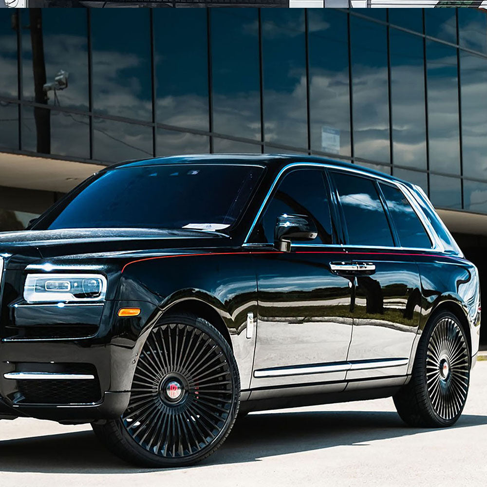 24" Forgiato Trimestre-M Black Concave Wheels Rims Fits Rolls-Royce Cullinan