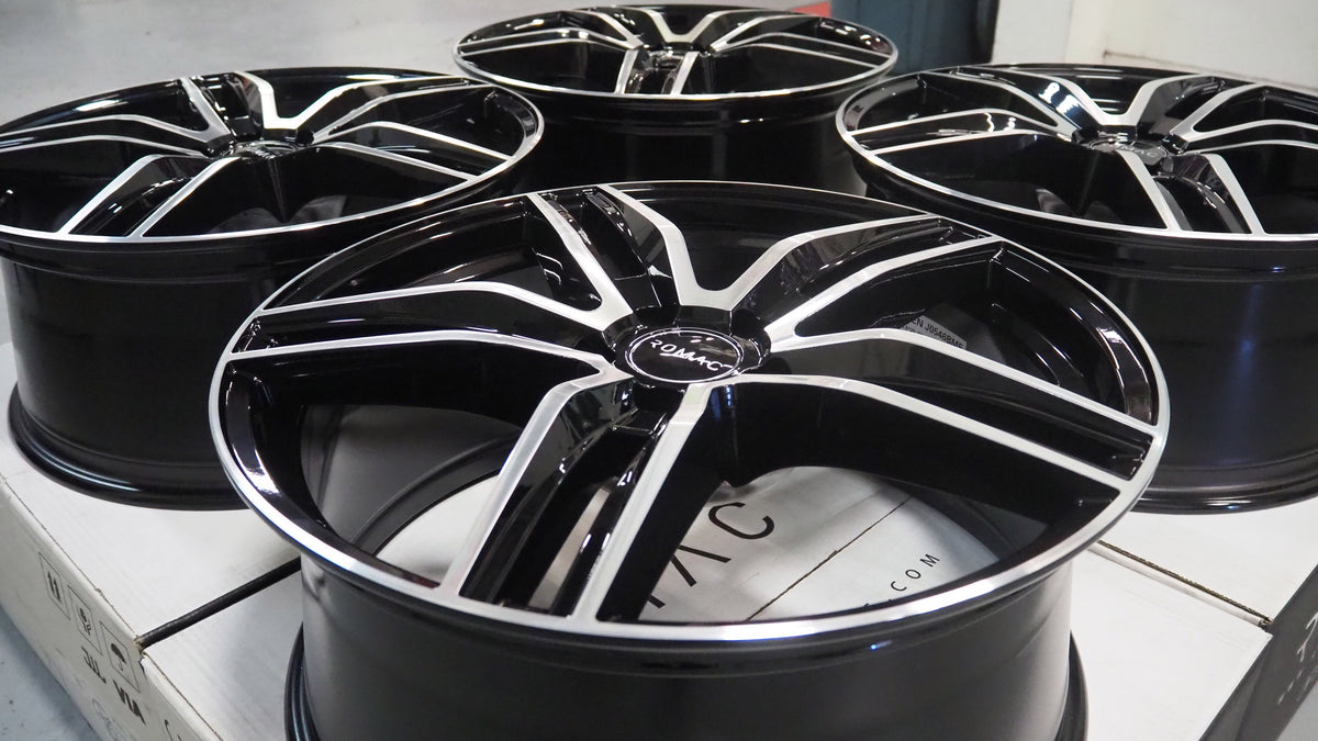19" Romac Venom Black Polished 19x8.5 Wheels Rims Fits Chevrolet SS