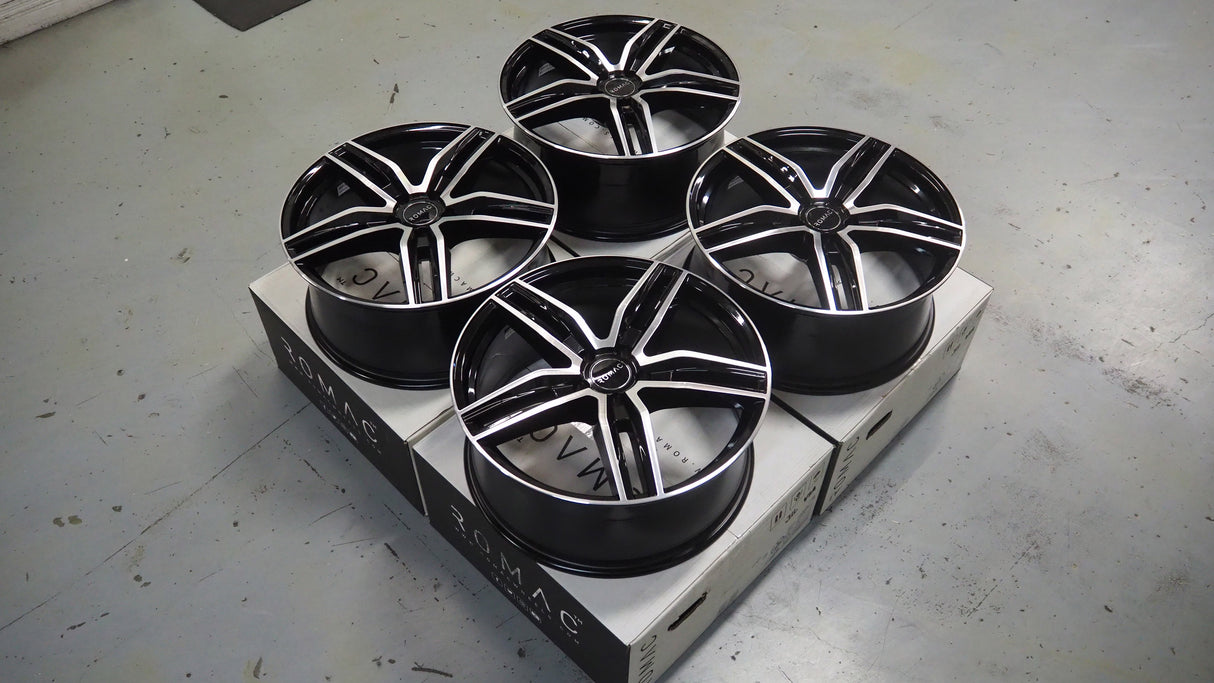 19" Romac Venom Black Polished 19x8.5 Wheels Rims Fits Audi C6 A6 Quattro