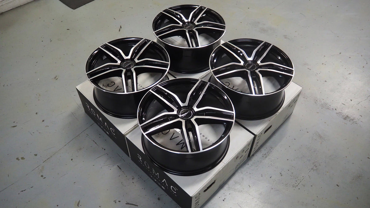 19" Romac Venom Black Polished 19x8.5 Wheels Rims Fits Audi D3 A8 Quattro