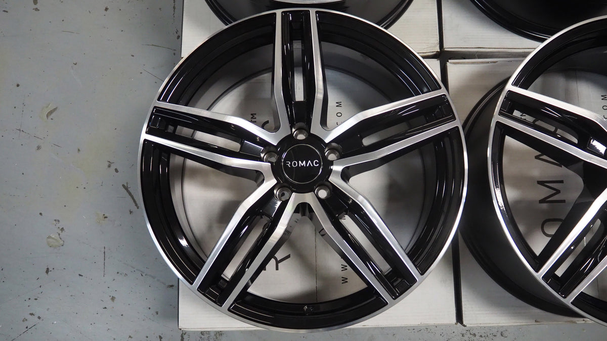 19" Romac Venom Black Polished 19x8.5 Wheels Fits Lexus IS200 IS250 IS350