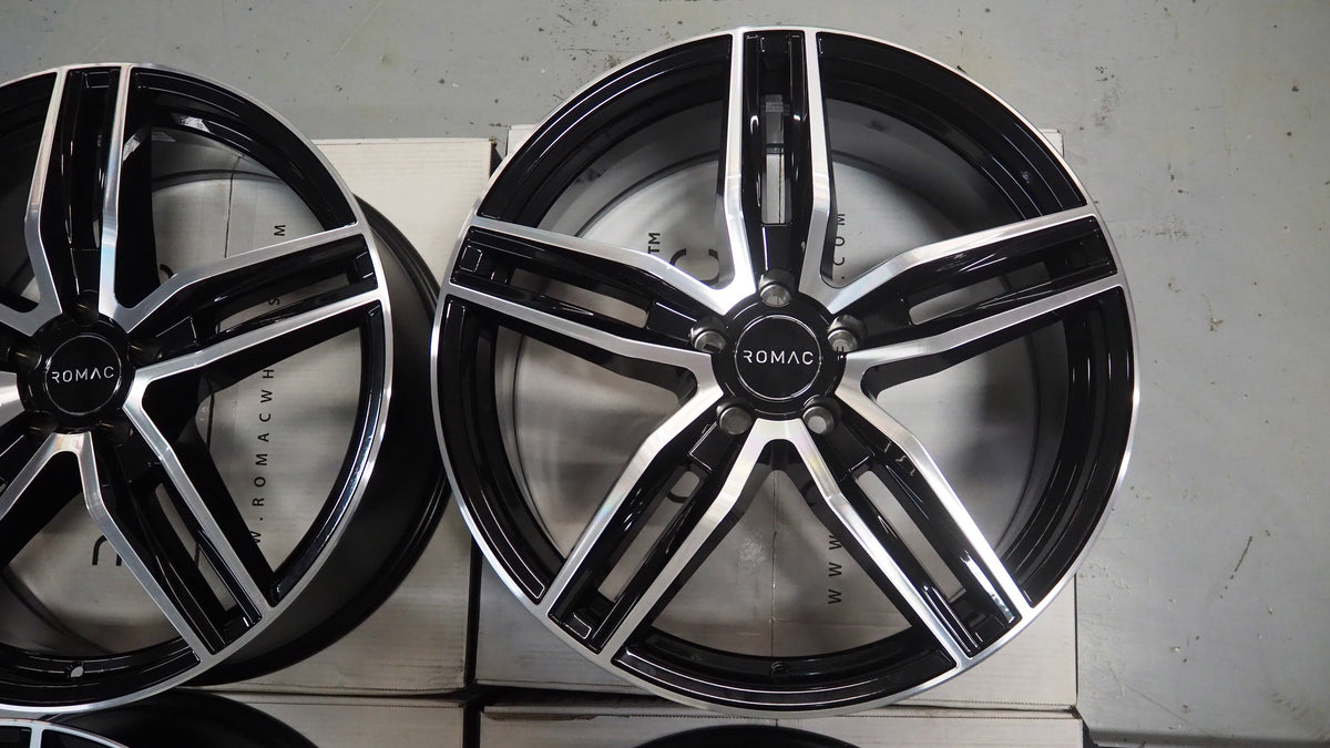 19" Romac Venom Black Polished 19x8.5 Wheels Fits Infiniti Q40 Q50 Q50S