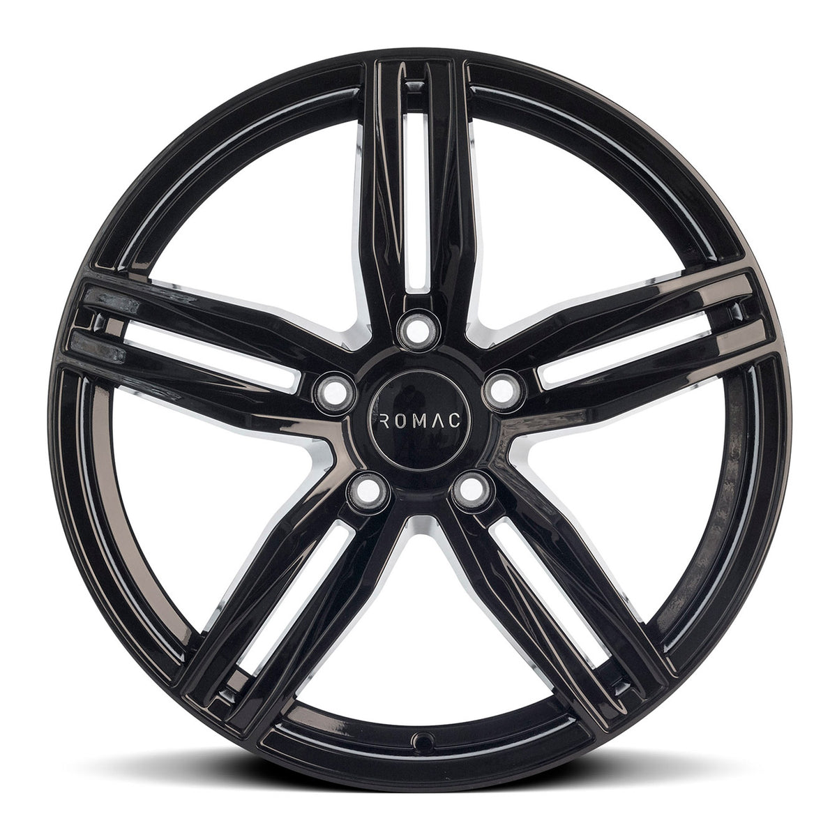 19" Romac Venom Gloss Black 19x8.5 Wheels Rims Fits Mustang S197