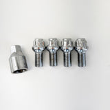 Lug Bolt Locks M14x1.50 40mm – R12 Ball Seat (Set of 4 + Key) – Chrome