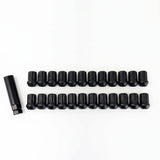 Short Truck Spline Lug Nuts M14x1.50 – 60° Conical Acorn (24 Pack + Key) – Black view 5