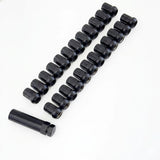 Short Truck Spline Lug Nuts 1/2"-20 – 60° Conical Acorn (24 Pack + Key) – Black