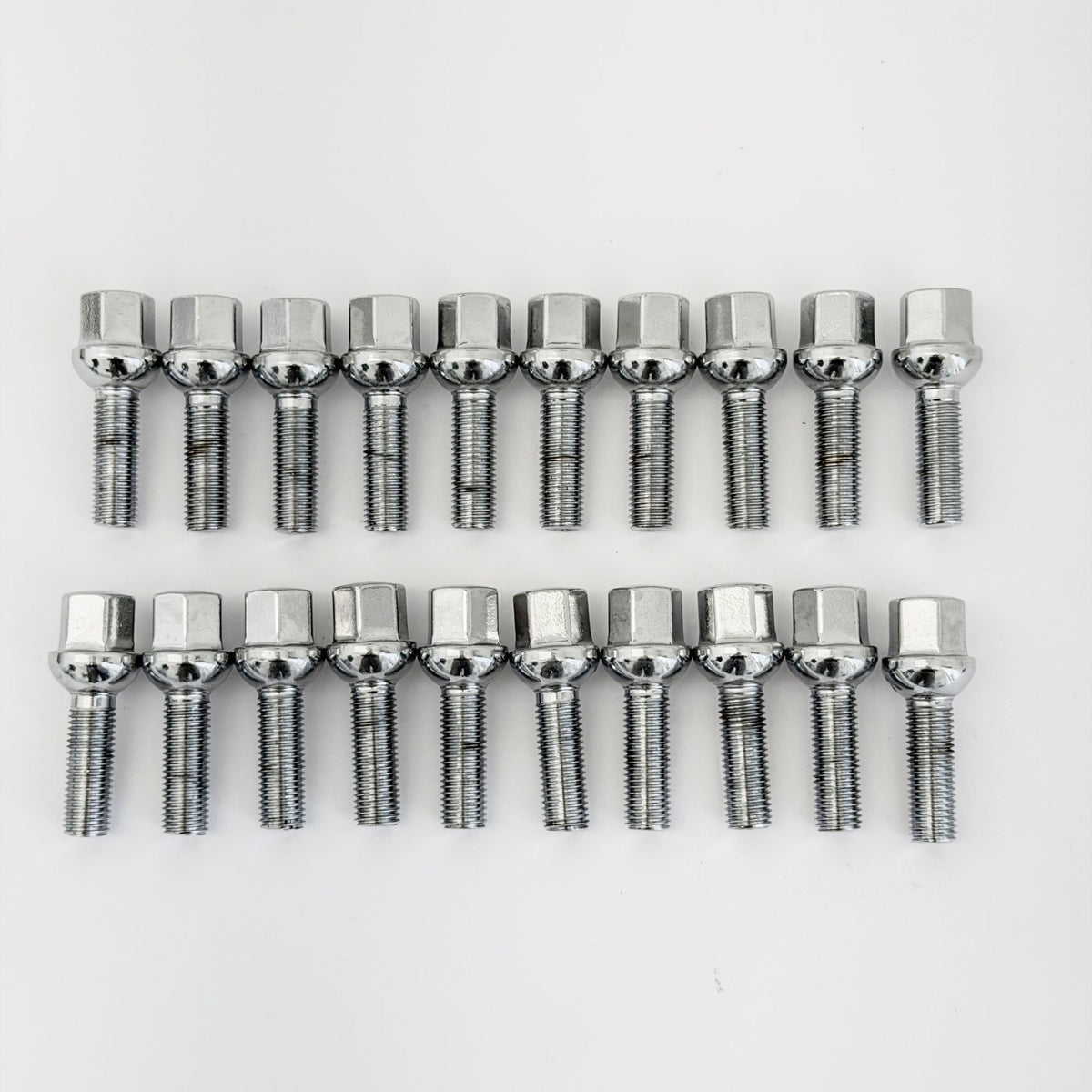 Lug Bolts M12x1.50 33mm – R12 Ball Seat, 17mm Hex (20 Pack) – Chrome view 6