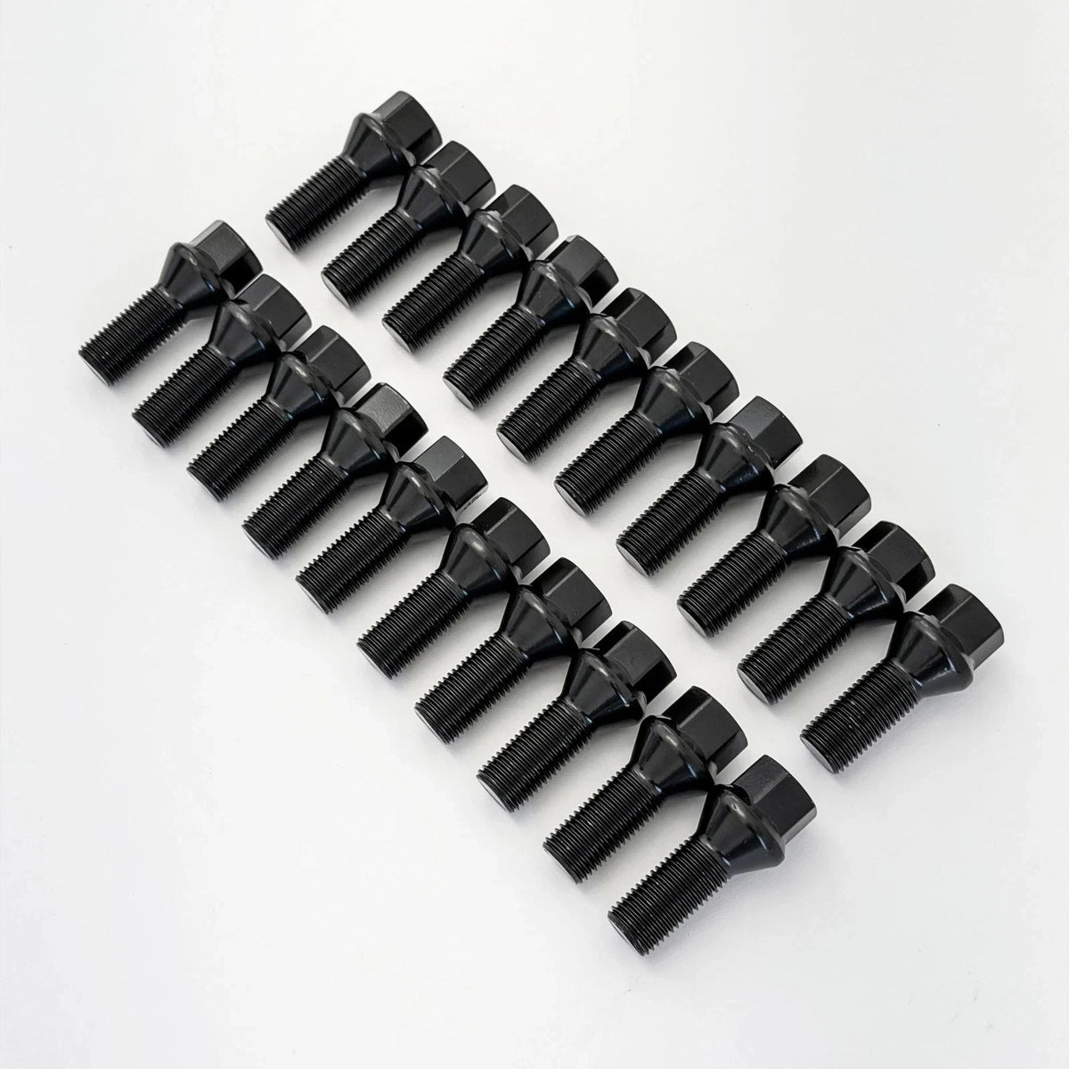 Staggered Lug Bolt Kit M14x1.50 – (10) 33mm + (10) 28mm, 60° Conical Seat, 17mm Hex – Black view 6