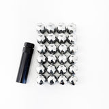 Short Truck Spline Lug Nuts 1/2"-20 – 60° Conical Acorn (24 Pack + Key) – Chrome view 2
