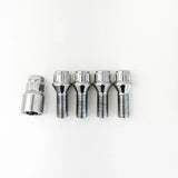 Lug Bolt Locks M14x1.50 24mm – 60° Conical Seat (Set of 4 + Key) – Chrome view 2