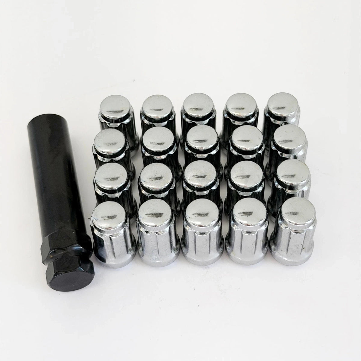 Tuner Spline Lug Nuts M12x1.25 – 60° Conical Acorn (20 Pack + Key) – Chrome view 2