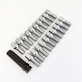 Spline Drive Lug Bolts M14x1.25 60mm – 60° Conical Seat (20 Pack + Key) – Chrome
