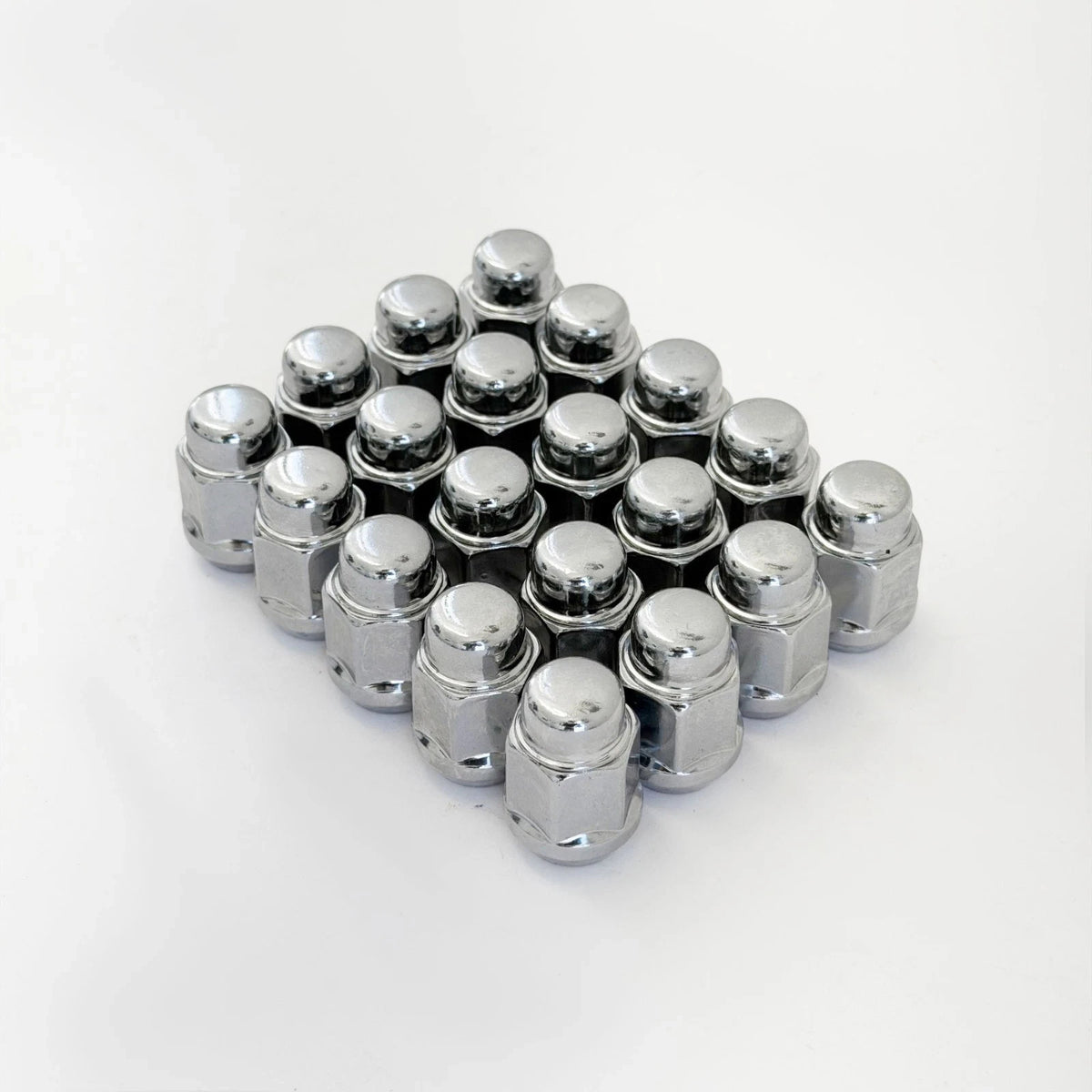 Bulge Acorn Lug Nuts 1/2"-20 – 60° Conical Seat, 3/4" Hex (20 Pack) – Chrome view 2
