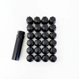 Short Truck Spline Lug Nuts 1/2"-20 – 60° Conical Acorn (24 Pack + Key) – Black view 2