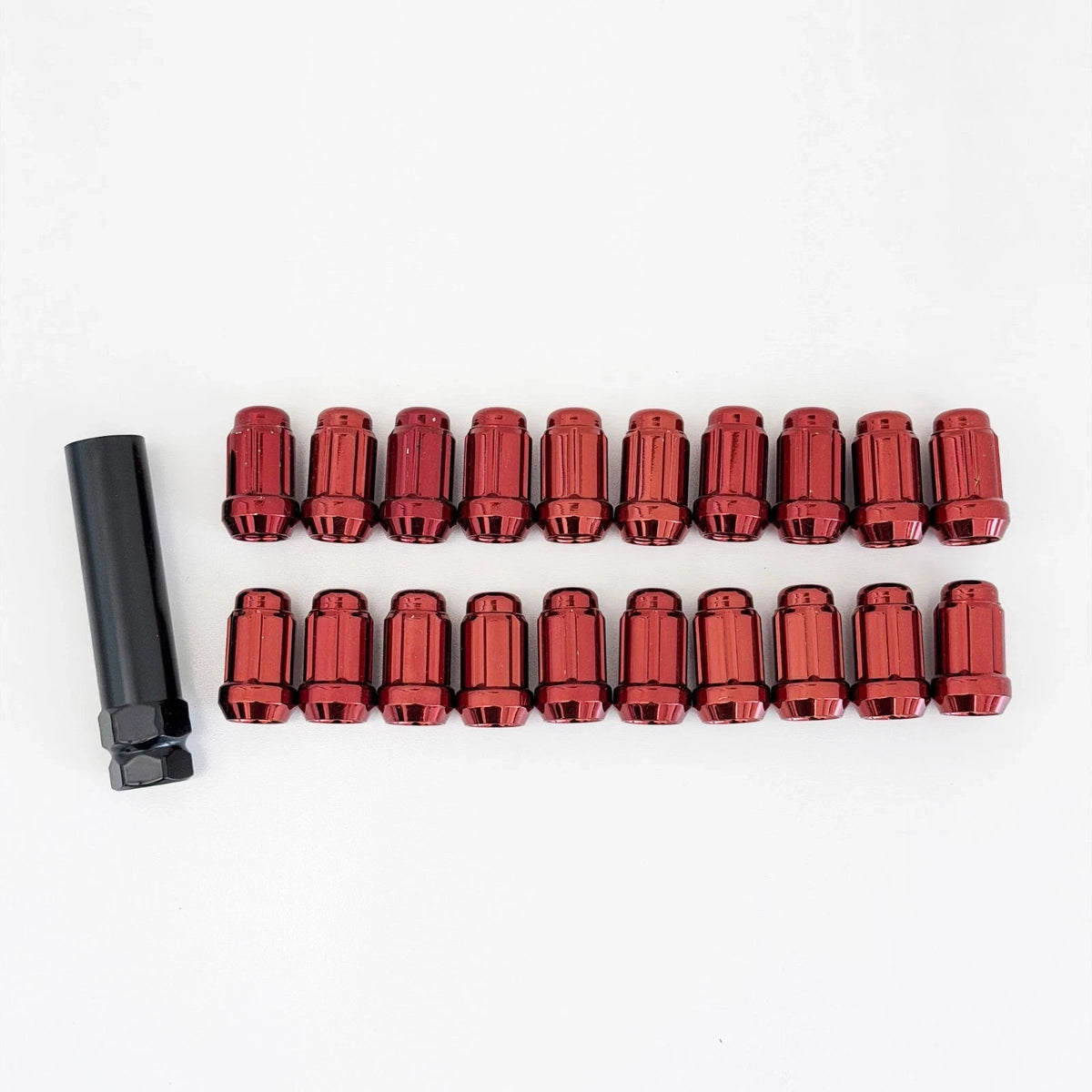 Tuner Spline Lug Nuts 1/2"-20 – 60° Conical Acorn (20 Pack + Key) – Red view 3